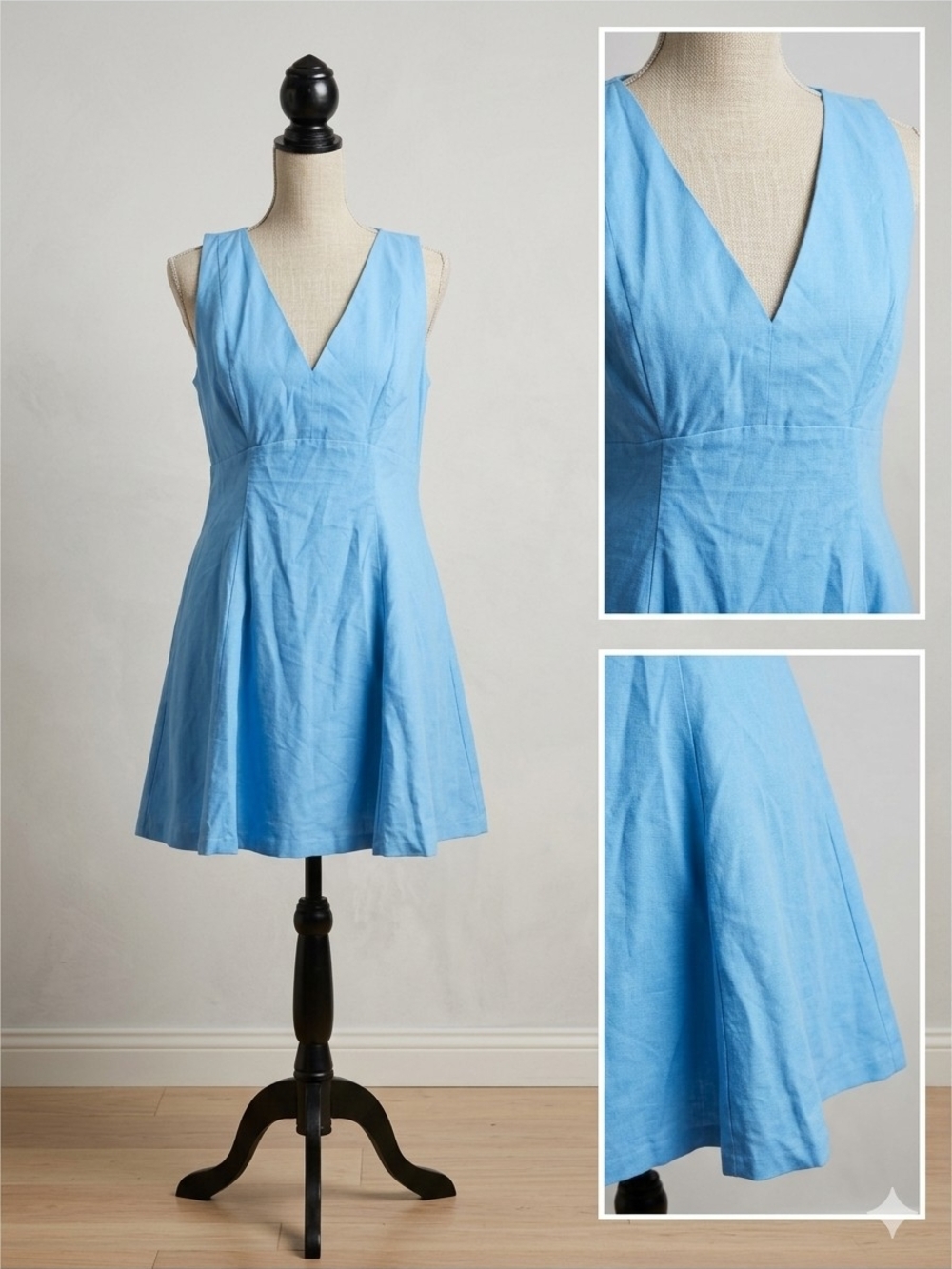 a new day Sky Blue V-Neck Sleeveless Mini Dress